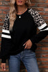 Animal Pattern Raglan Sleeve Varsity Stripe Pullover