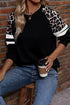 Animal Pattern Raglan Sleeve Varsity Stripe Pullover