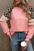 Animal Pattern Raglan Sleeve Varsity Stripe Pullover