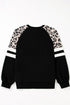 Animal Pattern Raglan Sleeve Varsity Stripe Pullover