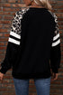 Animal Pattern Raglan Sleeve Varsity Stripe Pullover