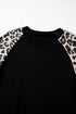 Animal Pattern Raglan Sleeve Varsity Stripe Pullover