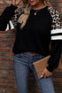 Animal Pattern Raglan Sleeve Varsity Stripe Pullover