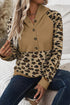 Animal Print Button Front Blocked Hoodie