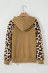 Animal Print Button Front Blocked Hoodie