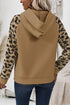 Animal Print Button Front Blocked Hoodie