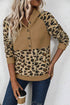 Animal Print Button Front Blocked Hoodie