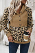Animal Print Button Front Blocked Hoodie