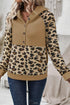 Animal Print Button Front Blocked Hoodie