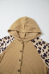 Animal Print Button Front Blocked Hoodie