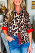 Animal Print Contrast Trim Button Down Shirt