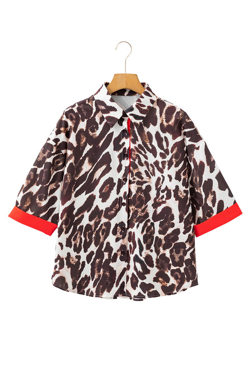 Animal Print Contrast Trim Button Down Shirt