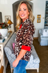 Animal Print Contrast Trim Button Down Shirt