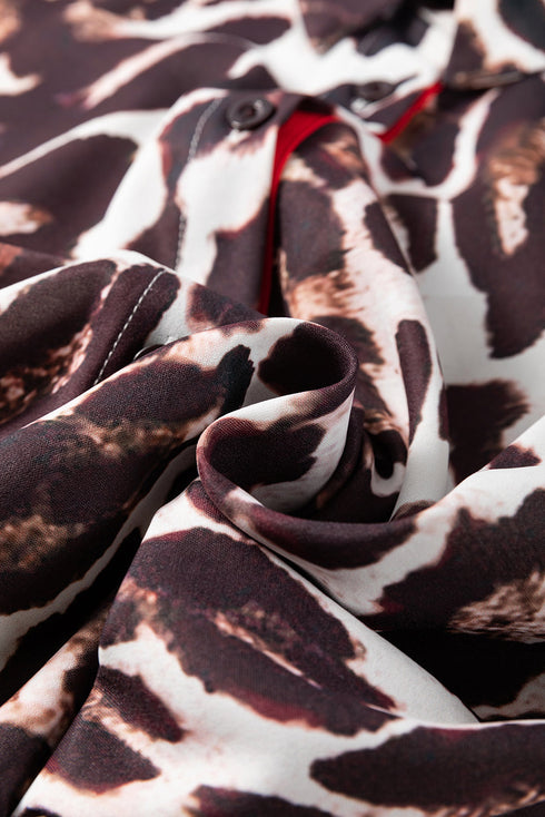 Animal Print Contrast Trim Button Down Shirt