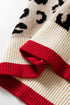 Animal Print Contrast Trim V Neck Sweater