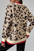 Animal Print Contrast Trim V Neck Sweater