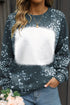 Animal Print Distressed Center Raglan Sleeve Sweatshirt