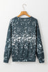 Animal Print Distressed Center Raglan Sleeve Sweatshirt