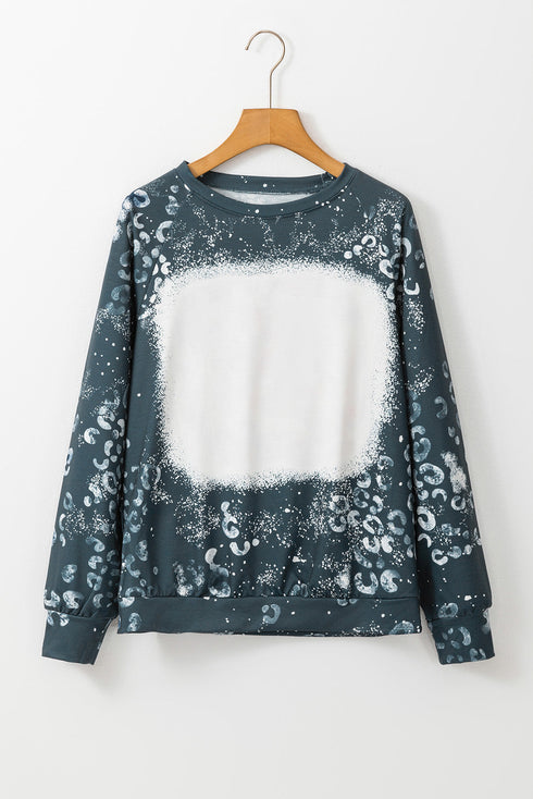 Animal Print Distressed Center Raglan Sleeve Sweatshirt