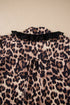 Animal Print Lace Detail Puff Sleeve Button Front Shirt