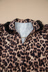 Animal Print Lace Detail Puff Sleeve Button Front Shirt