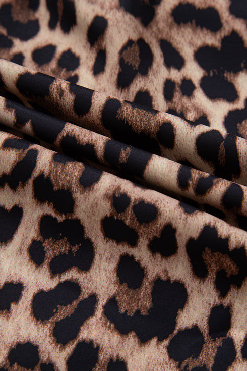 Animal Print Lace Detail Puff Sleeve Button Front Shirt
