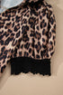 Animal Print Lace Detail Puff Sleeve Button Front Shirt