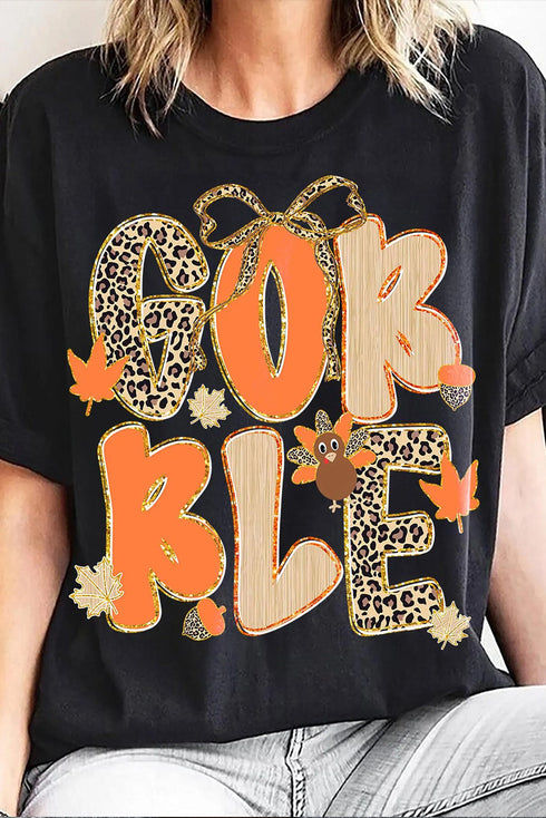 Animal Print Letter Graphic Short Sleeve Casual Tee