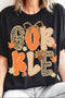 Animal Print Letter Graphic Short Sleeve Casual Tee