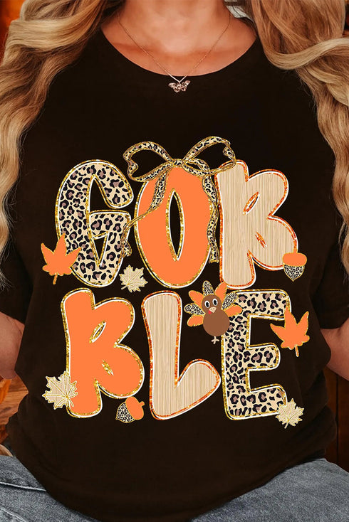 Animal Print Letter Graphic Short Sleeve Casual Tee