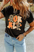 Animal Print Letter Graphic Short Sleeve Casual Tee