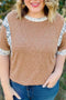 Animal Print Pattern Blocked Patchwork Western Plus Size Top