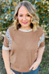 Animal Print Pattern Blocked Patchwork Western Plus Size Top