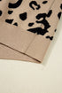 Animal Print Ribbed Trim Button Cuff Sweater