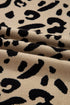 Animal Print Ribbed Trim Button Cuff Sweater