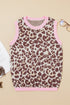 Animal Print Ribbed Trim Sleeveless Knit Top
