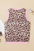 Animal Print Ribbed Trim Sleeveless Knit Top