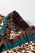 Animal Print Ruffle Neck Button Front Long Sleeve Blouse