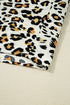 Animal Print Striped Contrast Pocket V Neck Blouse