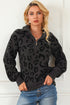 Animal Print Zipped Collared Sweater