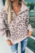 Animal Print Zipped Collared Sweater