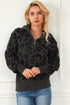 Animal Print Zipped Collared Sweater