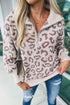 Animal Print Zipped Collared Sweater