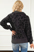 Animal Print Zipped Collared Sweater