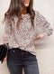 Animal Spotted Print Round Neck Long Sleeve Top