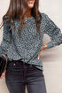 Animal Spotted Print Round Neck Long Sleeve Top