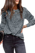 Animal Spotted Print Round Neck Long Sleeve Top