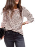 Animal Spotted Print Round Neck Long Sleeve Top