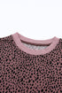 Animal Spotted Print Round Neck Long Sleeve Top