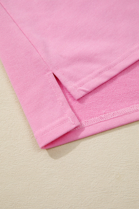 Applique Big Flower Raw Seam Color Block Wide Leg Two Piece Pant Set